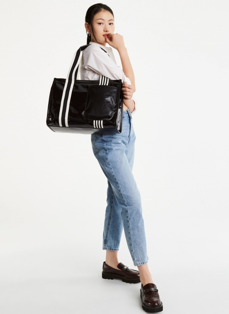Women's Dkny Prospect Coated Canvas Large Tote Bags Black | I9567323