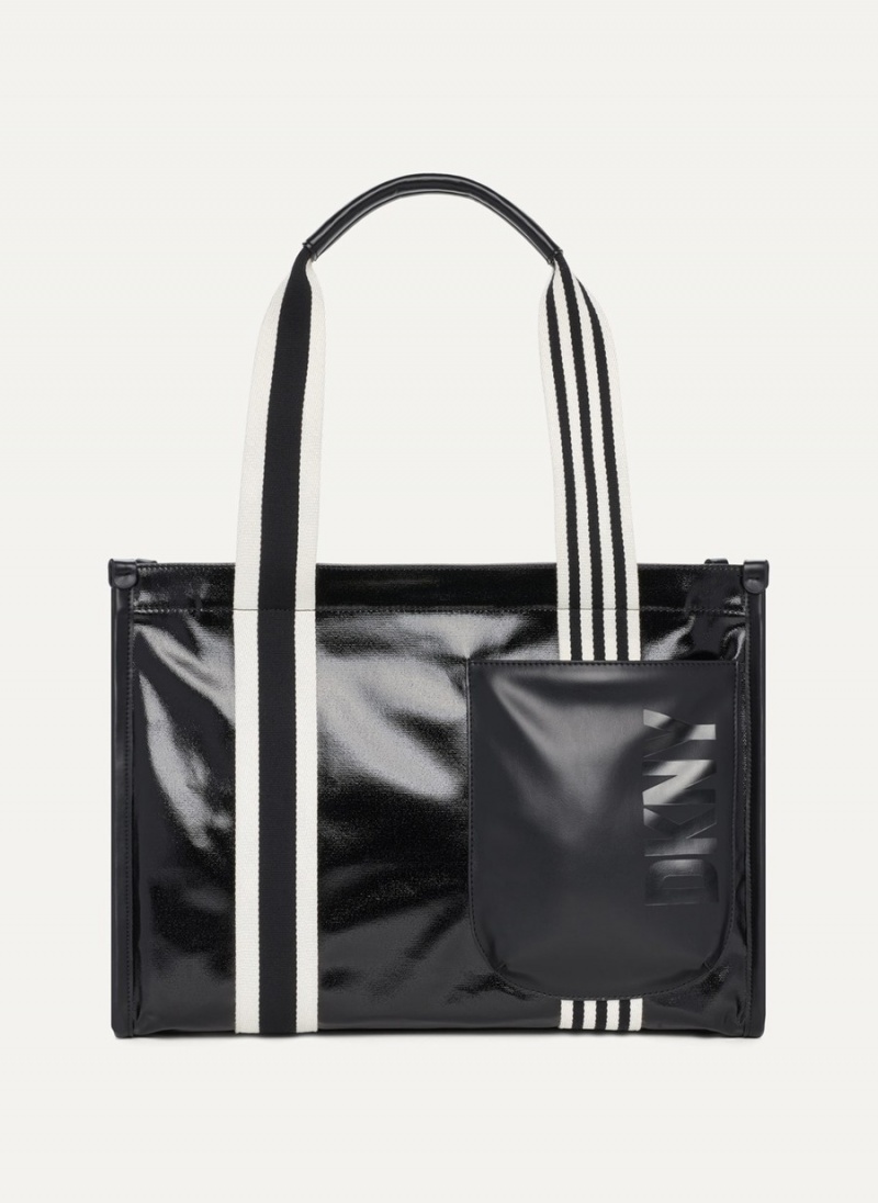 Women\'s Dkny Prospect Coated Canvas Large Tote Bags Black | I9567323