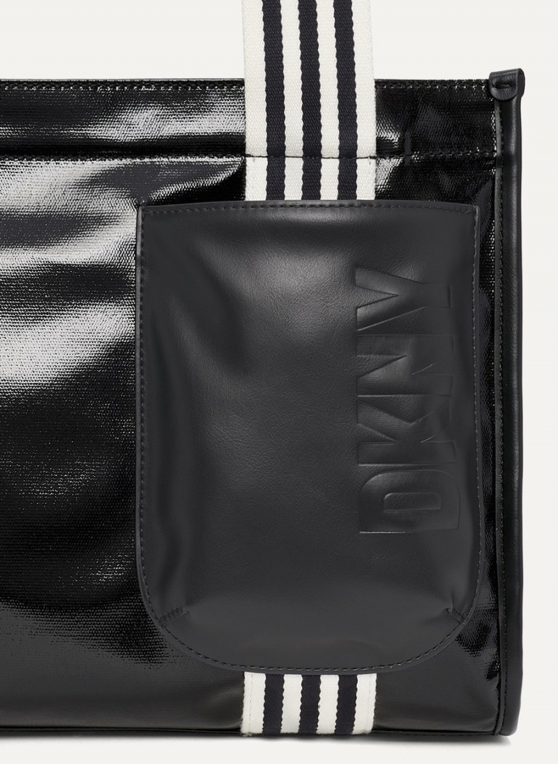 Women's Dkny Prospect Coated Canvas Medium Tote Bags Black | G6306223