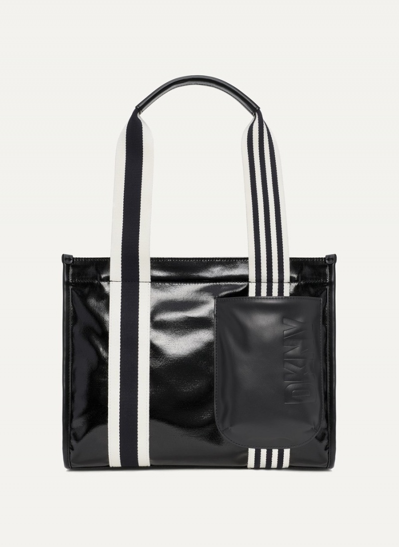 Women\'s Dkny Prospect Coated Canvas Medium Tote Bags Black | G6306223
