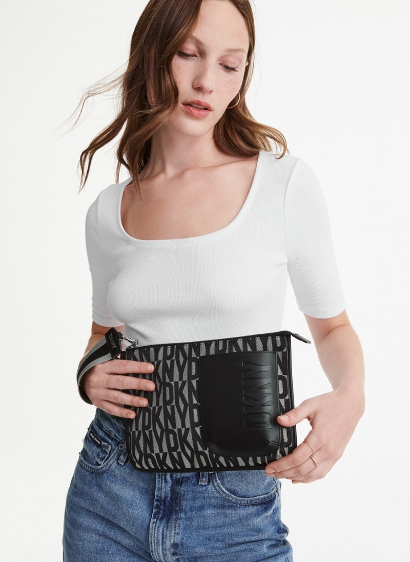 Women's Dkny Prospect Logo Pouches Black | J4936533