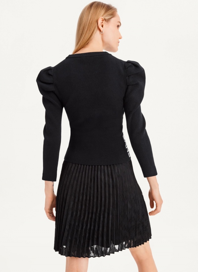 Women's Dkny Puff Sleeve Sweaters Black | I5768505