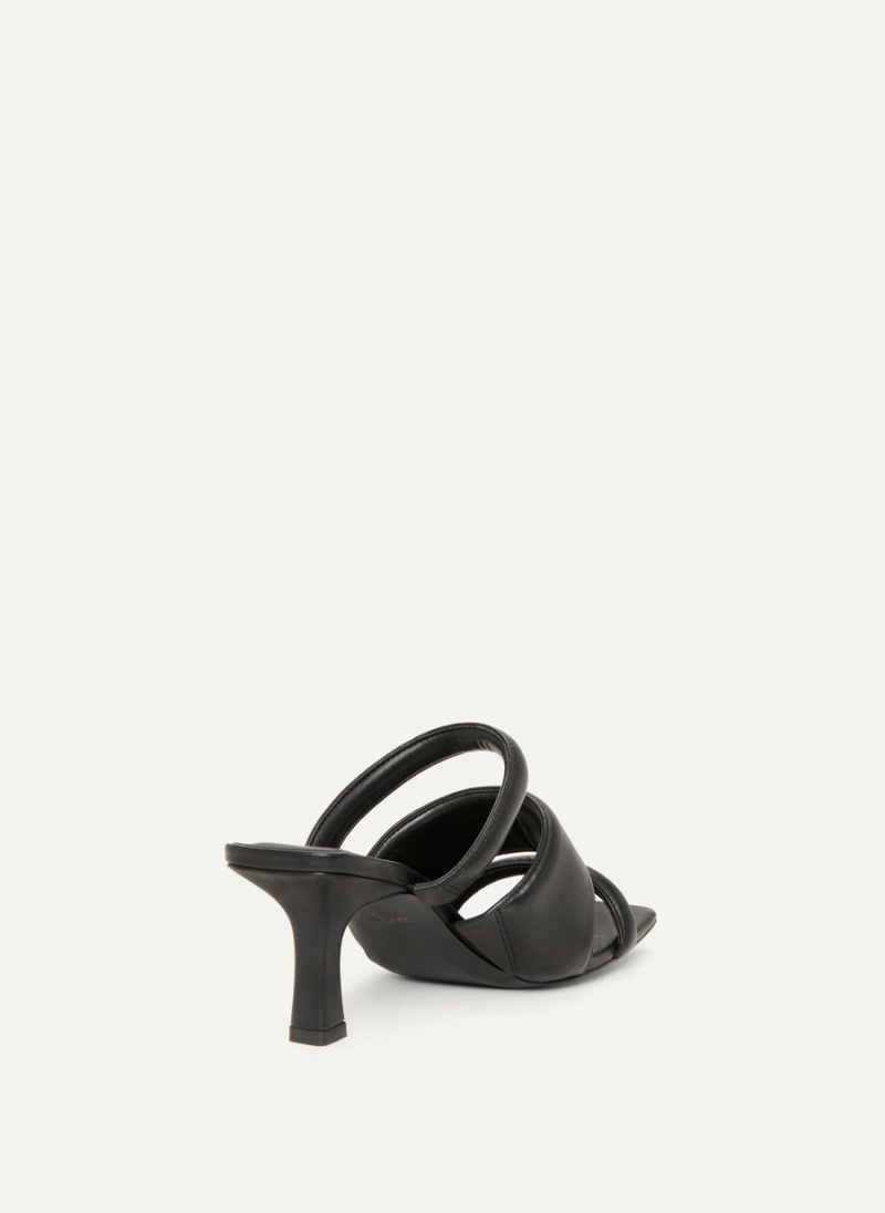 Women's Dkny Puffy Multi Strap Mules Black | B3771117