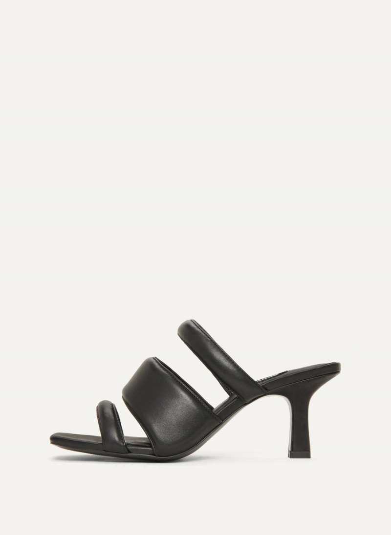 Women\'s Dkny Puffy Multi Strap Mules Black | B3771117