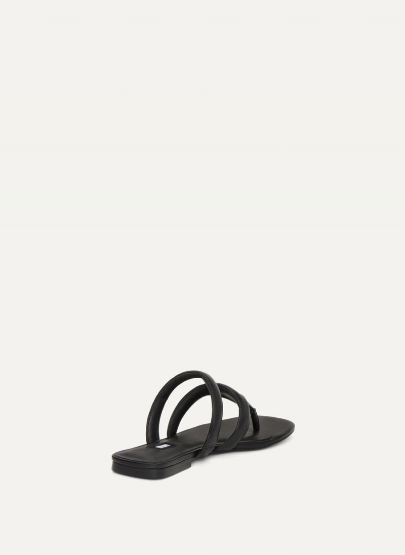 Women's Dkny Puffy Strap Thongs Slides Black | F0307040