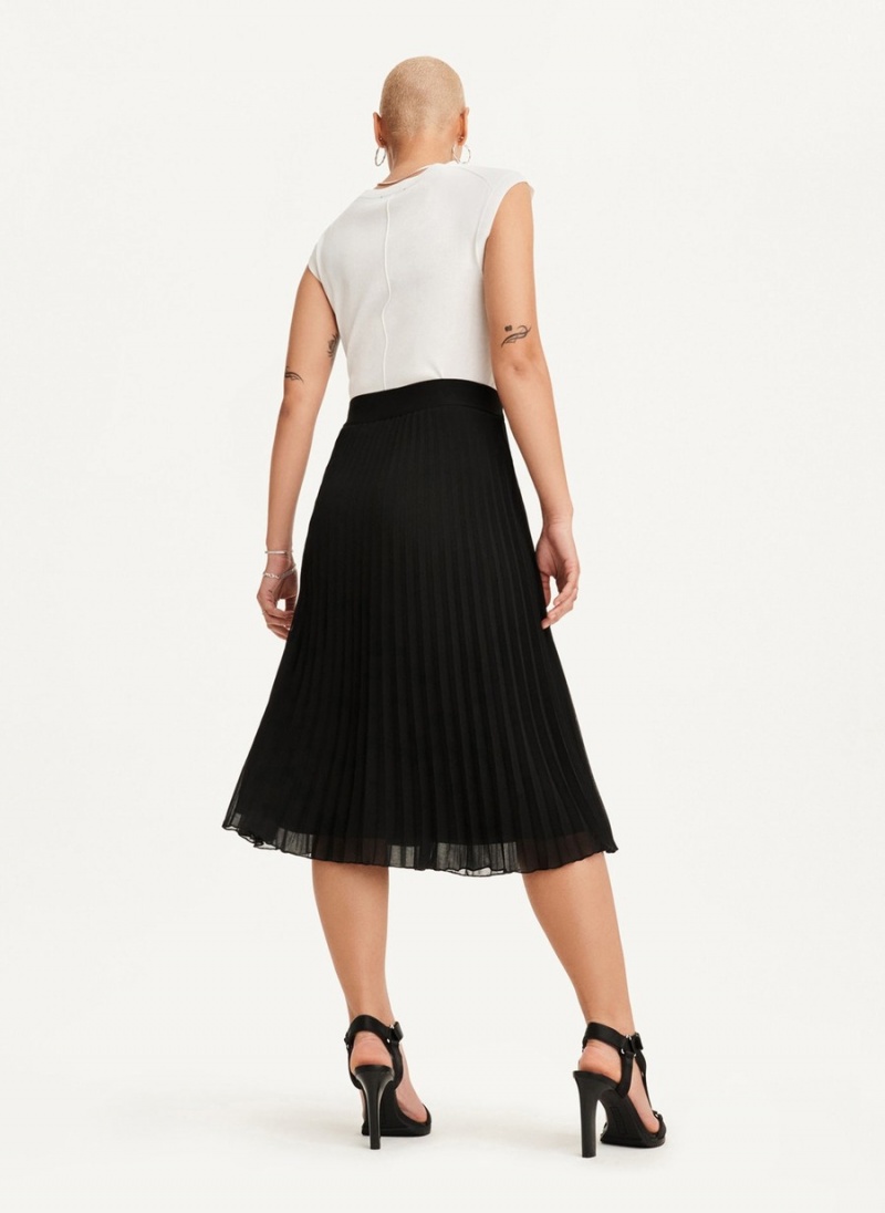 Women's Dkny Pull On Pleated Maxi Skirts Black | L7949101