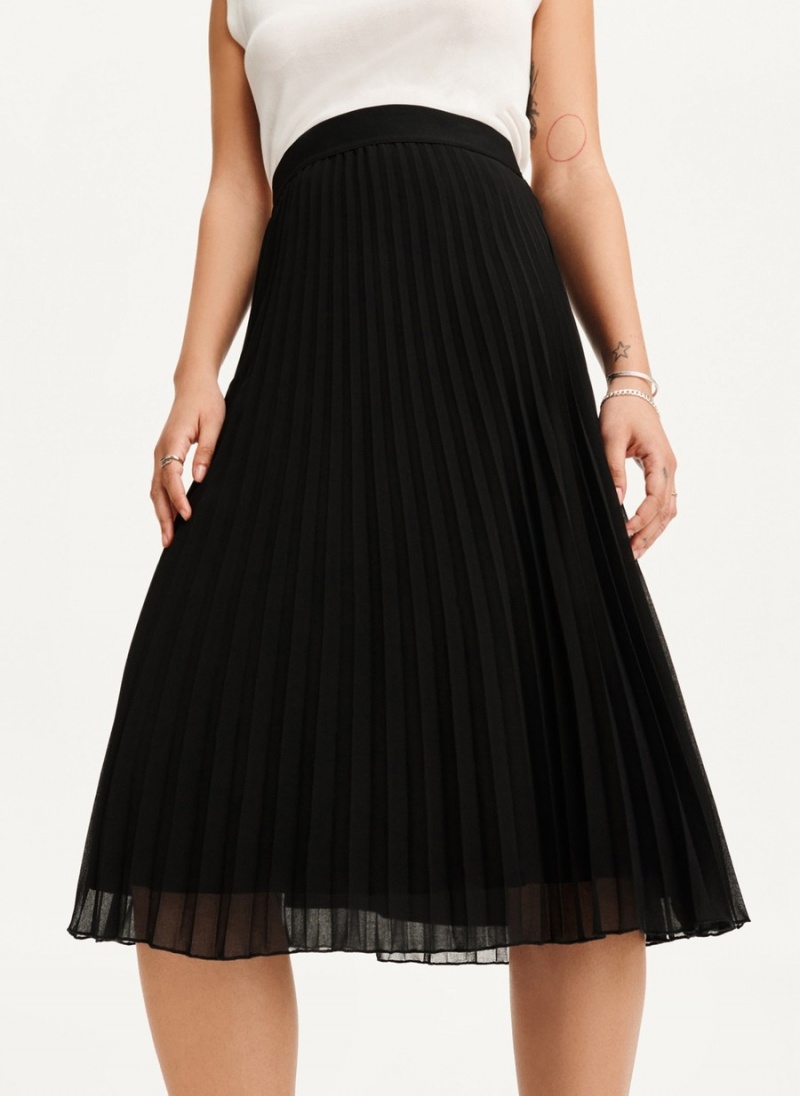 Women's Dkny Pull On Pleated Maxi Skirts Black | L7949101