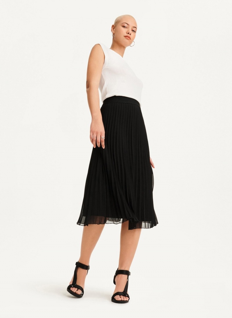 Women\'s Dkny Pull On Pleated Maxi Skirts Black | L7949101