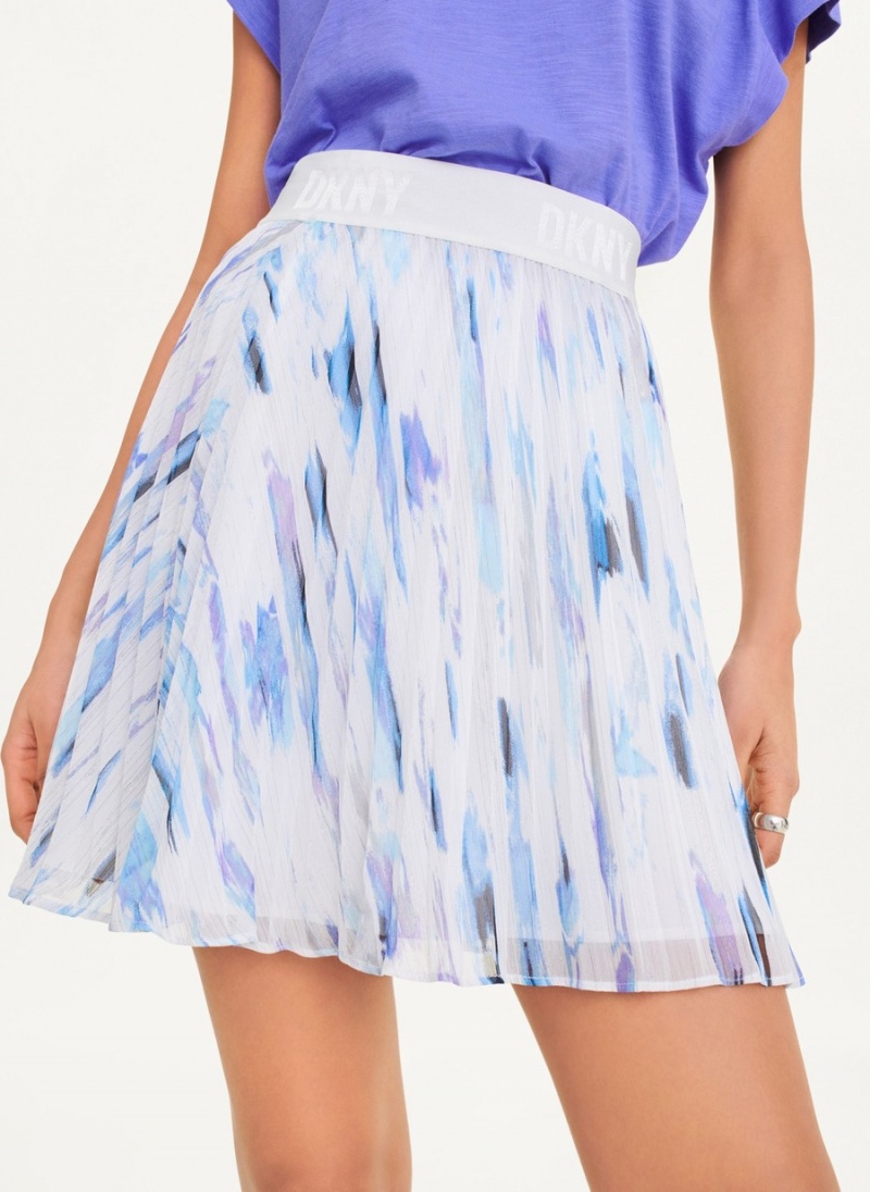 Women's Dkny Pull On Prnt Chiffon Skirts White | R3854975