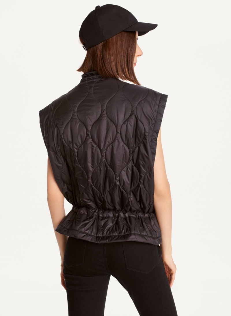 Women's Dkny Quilted Cropped Vest Black | H8011072
