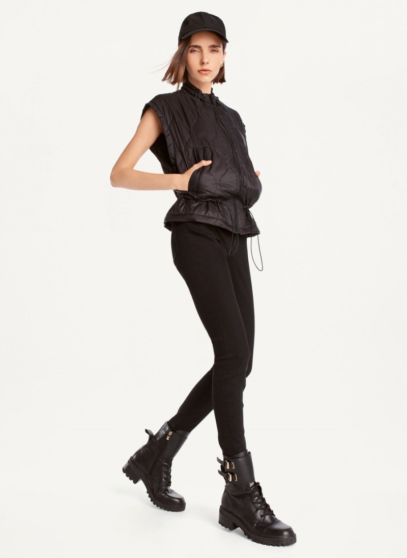 Women's Dkny Quilted Cropped Vest Black | H8011072