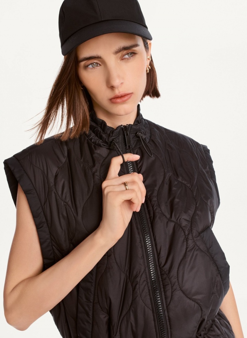 Women's Dkny Quilted Cropped Vest Black | H8011072