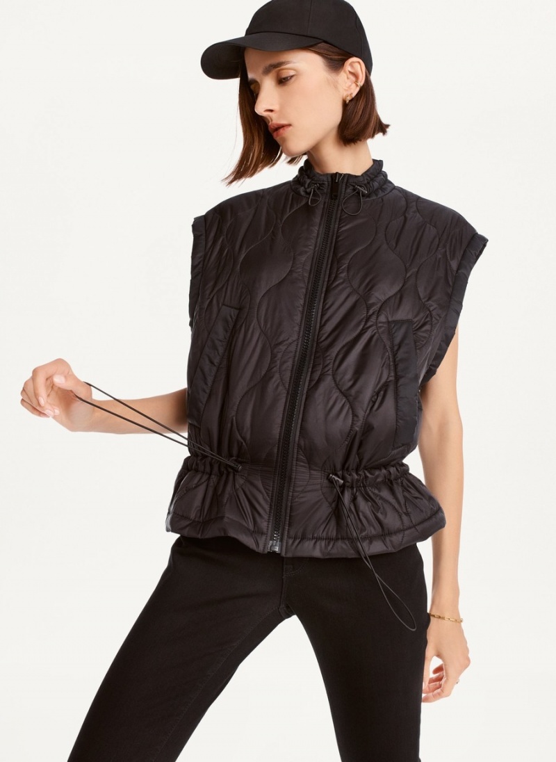 Women\'s Dkny Quilted Cropped Vest Black | H8011072
