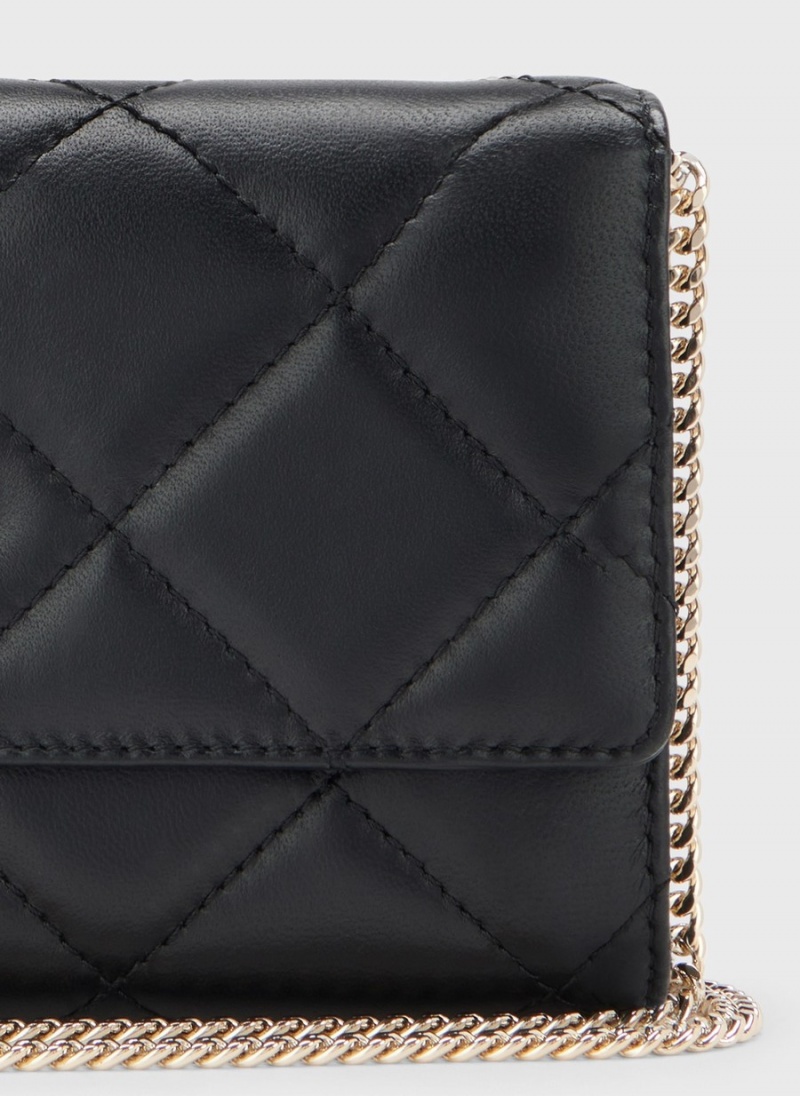 Women's Dkny Quilted On A Chain Wallets Black | C3224635