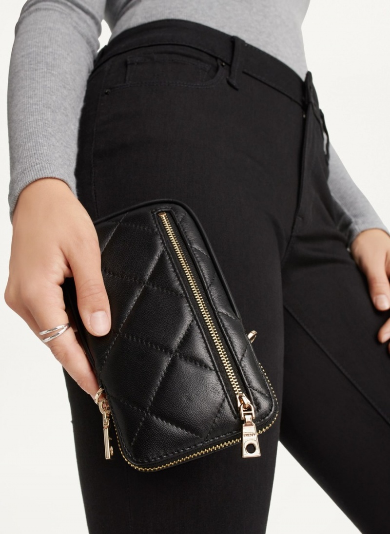 Women's Dkny Quilted Phone Crossbody Bags Black | D2200080