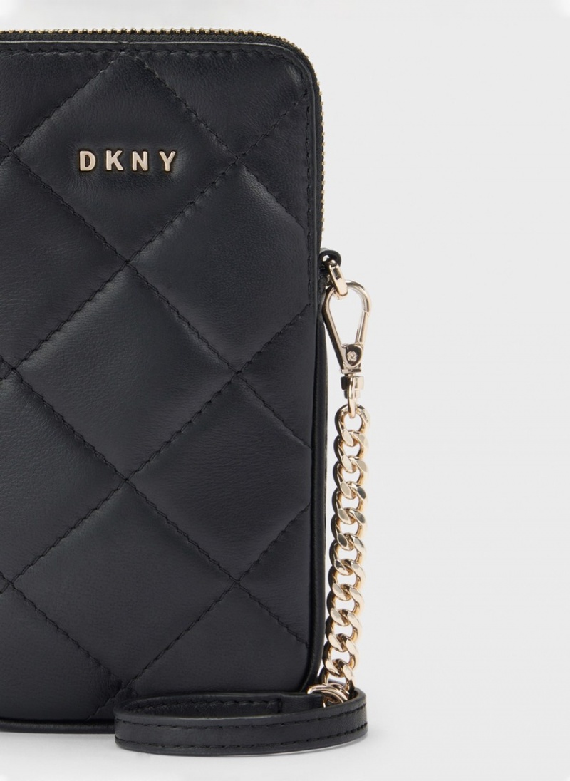 Women's Dkny Quilted Phone Crossbody Bags Black | D2200080