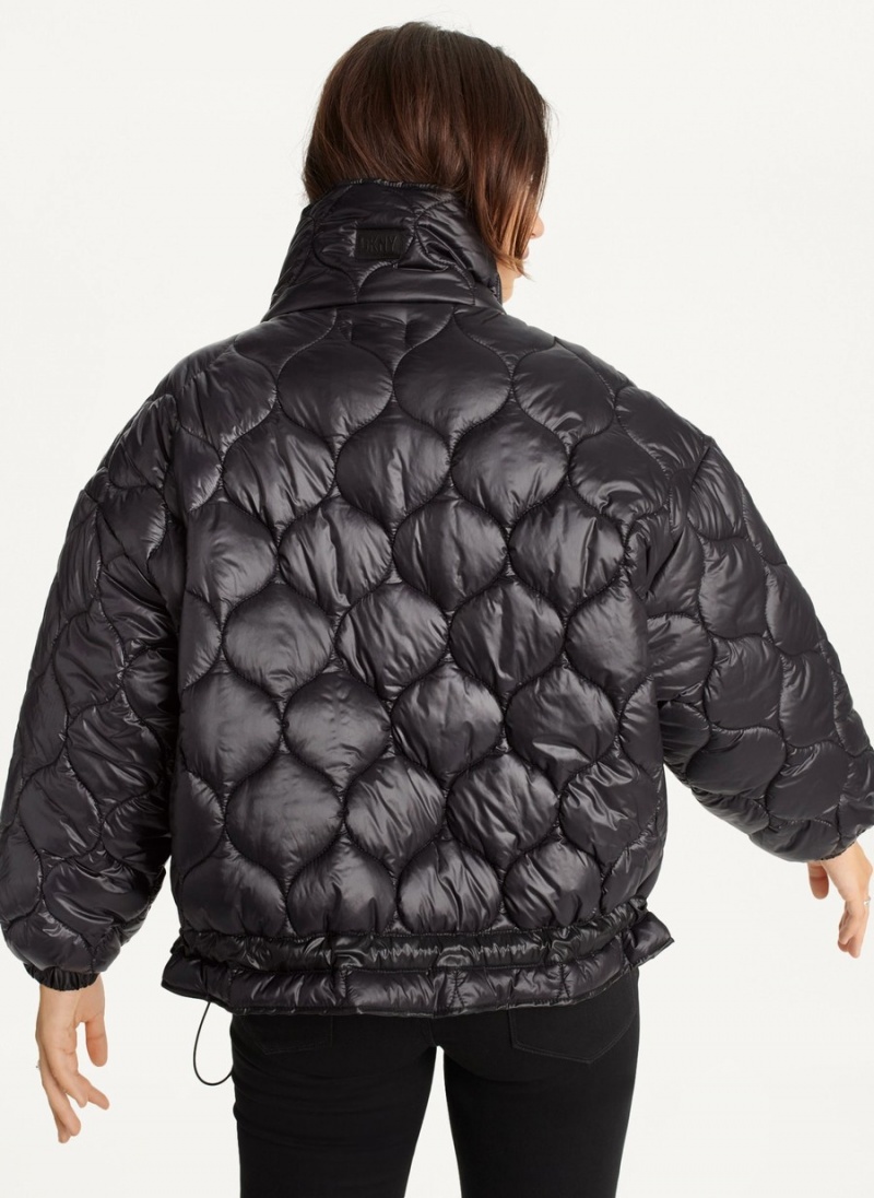 Women's Dkny Quilted With Sherpa Pockets Jackets Black | G1508346
