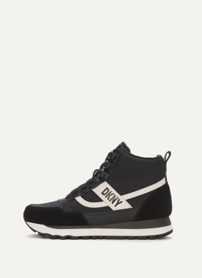 Women\'s Dkny Retro High Top Sneakers Black | V9420266