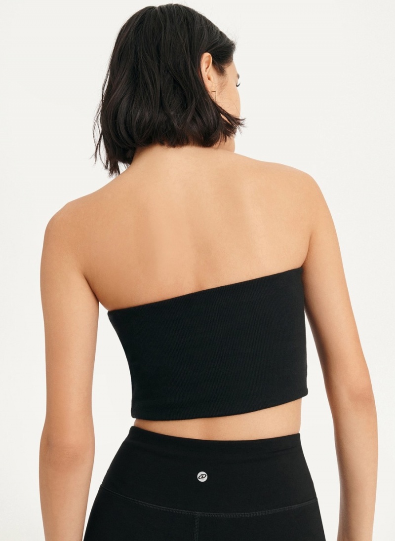 Women's Dkny Rib Crop Tube Tank Top Black | S1142786