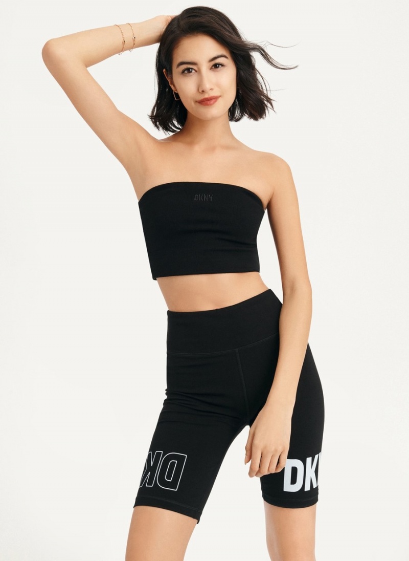 Women's Dkny Rib Crop Tube Tank Top Black | S1142786