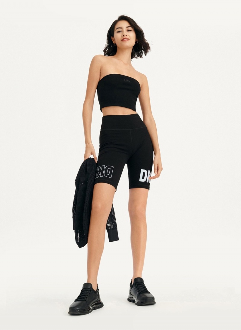 Women\'s Dkny Rib Crop Tube Tank Top Black | S1142786