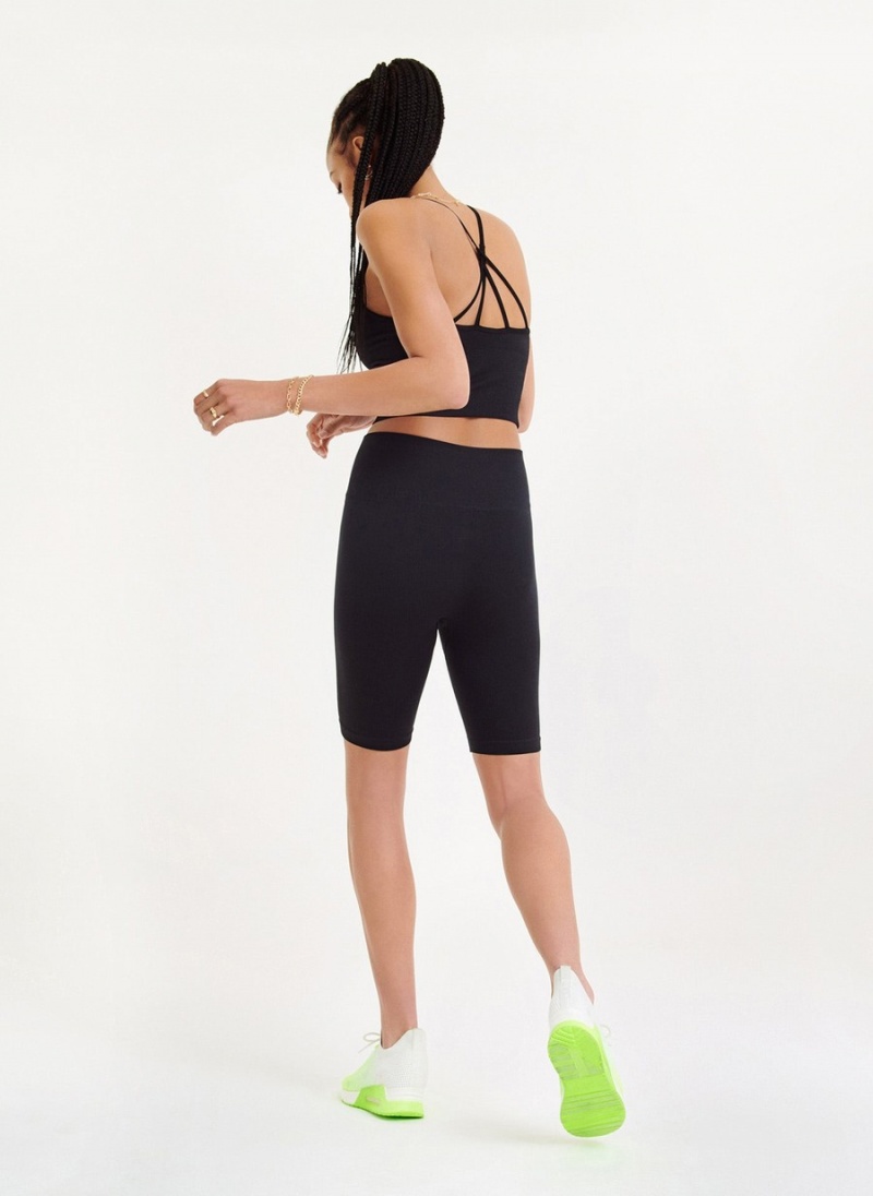 Women's Dkny Rib Knit Biker Shorts Black | T7902944