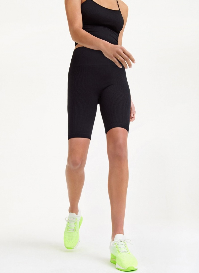 Women's Dkny Rib Knit Biker Shorts Black | T7902944
