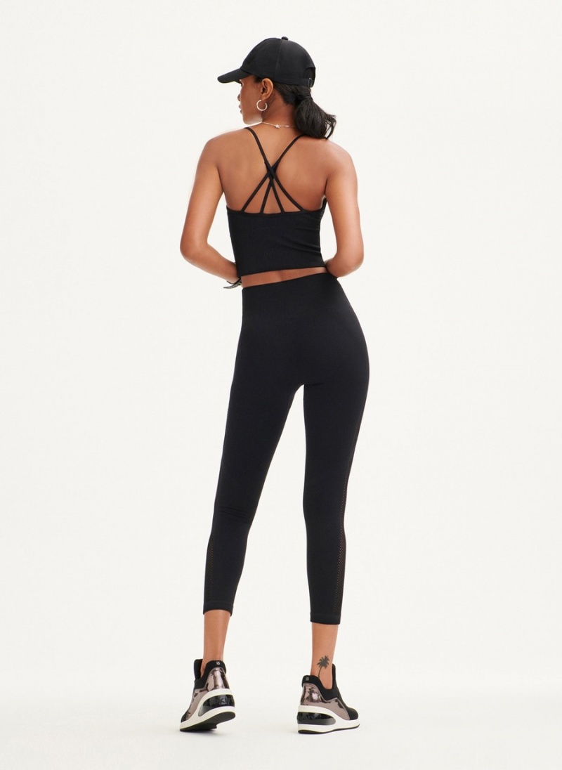 Women's Dkny Rib Knit High Waisted Seamless Leggings Black | R3964022