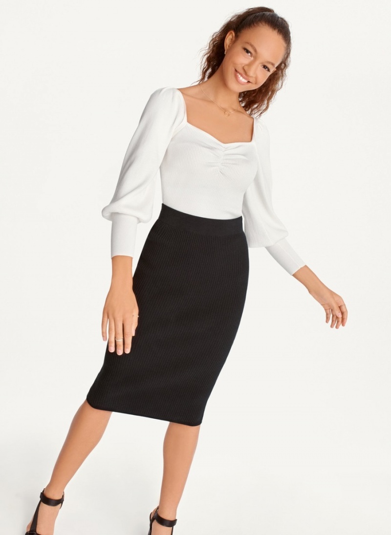 Women's Dkny Ribbed Pencil Skirts Black | A6260482