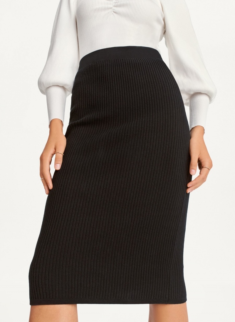 Women's Dkny Ribbed Pencil Skirts Black | A6260482