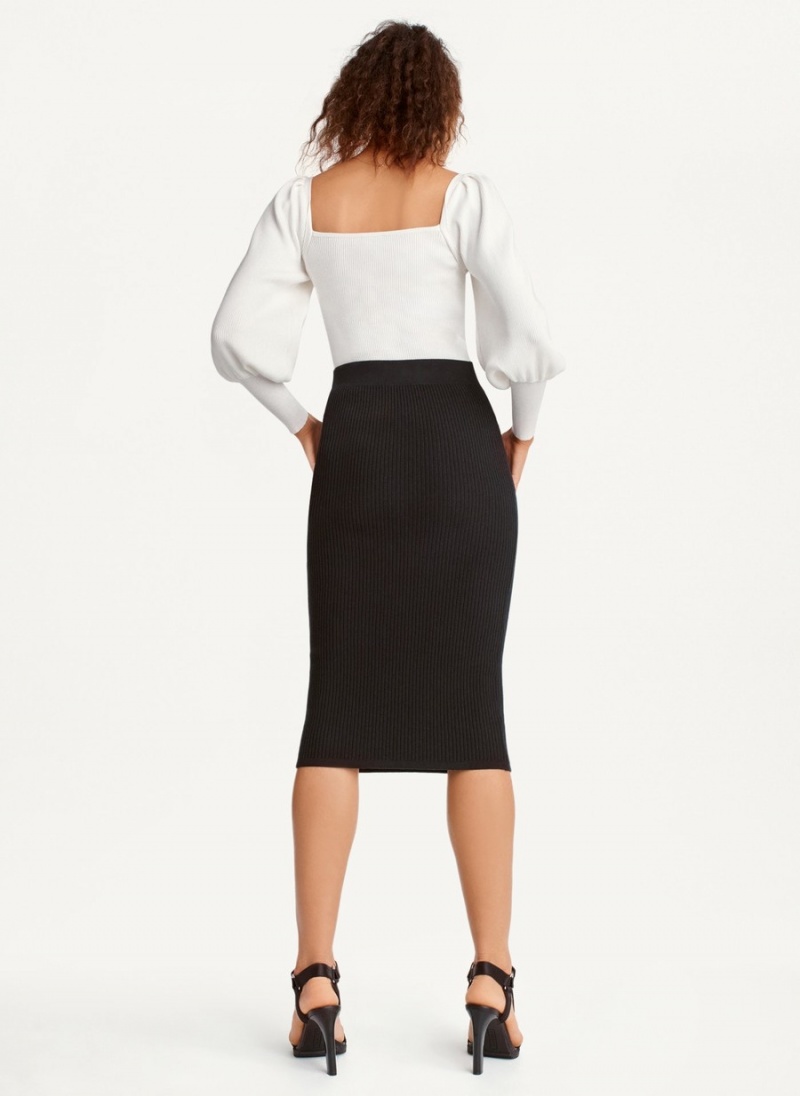 Women's Dkny Ribbed Pencil Skirts Black | A6260482