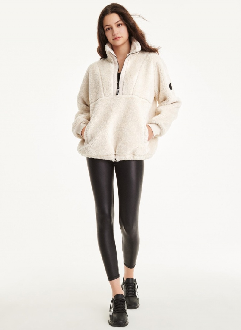 Women's Dkny Roebling Fleece Funnel Neck Pullover White | F2060071