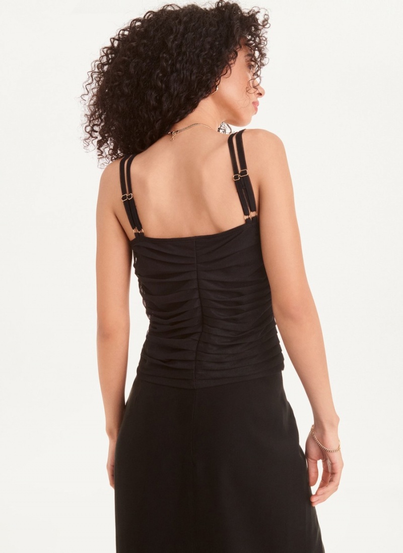 Women's Dkny Ruch Mesh Tank Top Black | P8041003