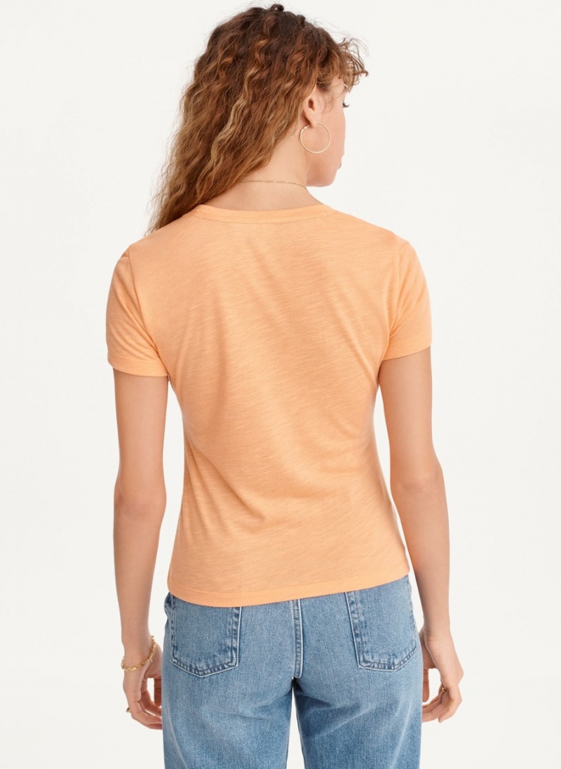 Women's Dkny Ruched Front Crew Neck T Shirts Orange | T2775795