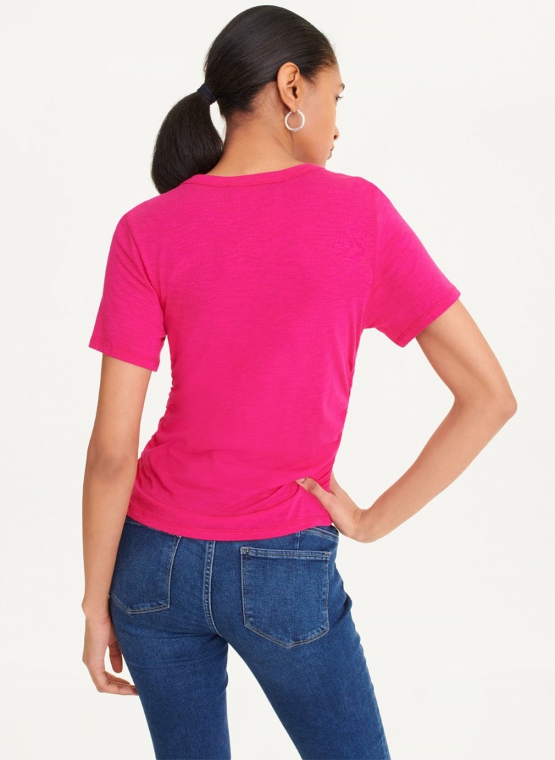 Women's Dkny Ruched Front T Shirts Pink | Q5730485