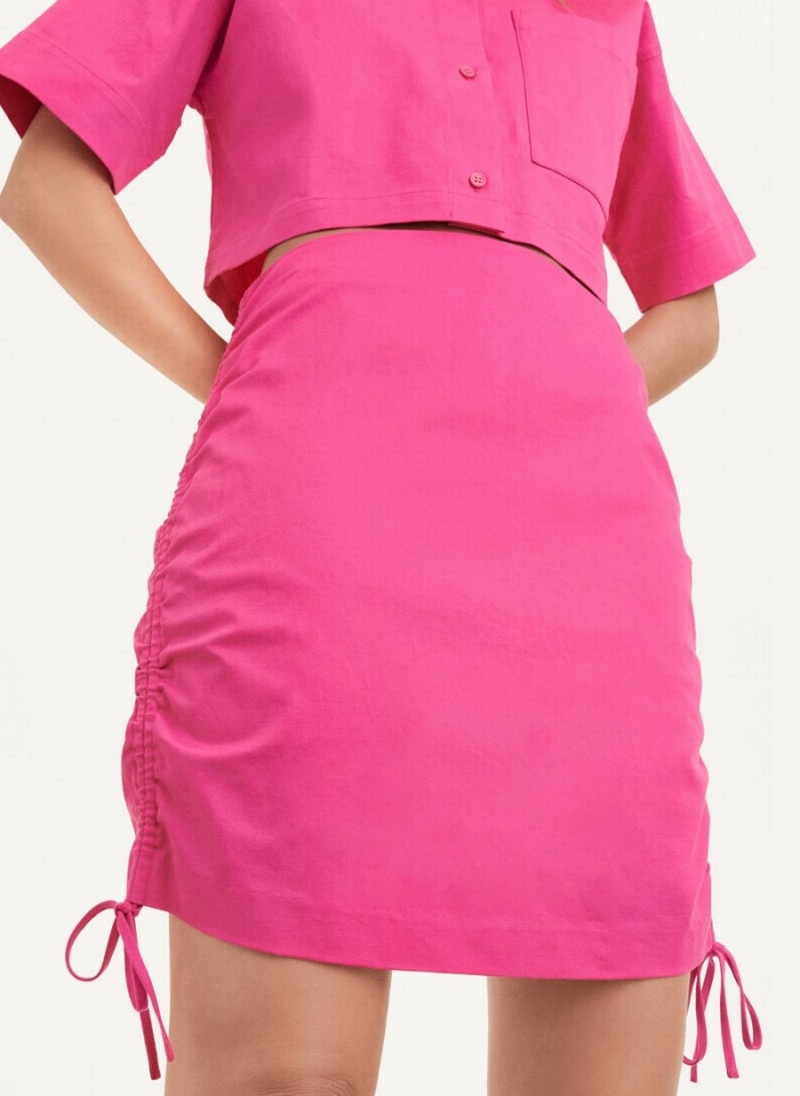 Women's Dkny Ruched Mini Skirts Pink | S2026958