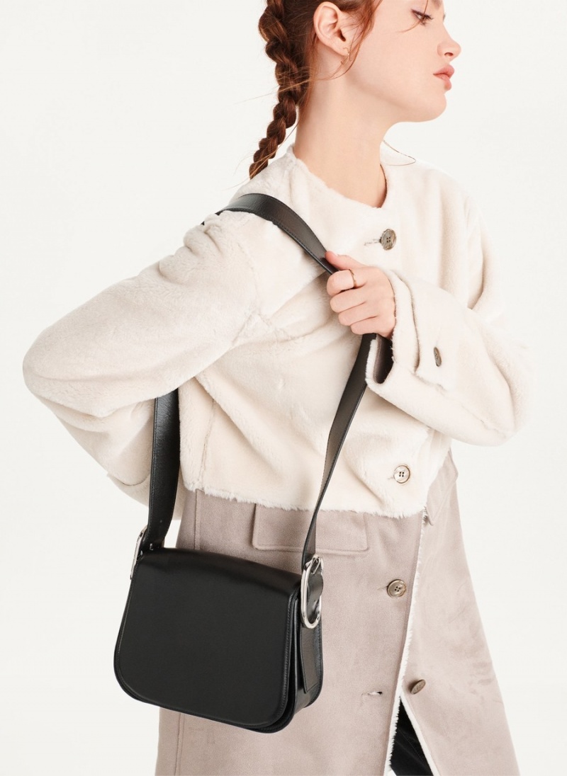 Women's Dkny Saddle Crossbody Bags Black | P5220877