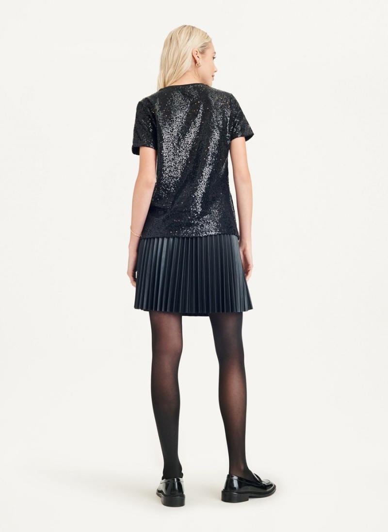 Women's Dkny Sequined T Shirts Black | Y5121078