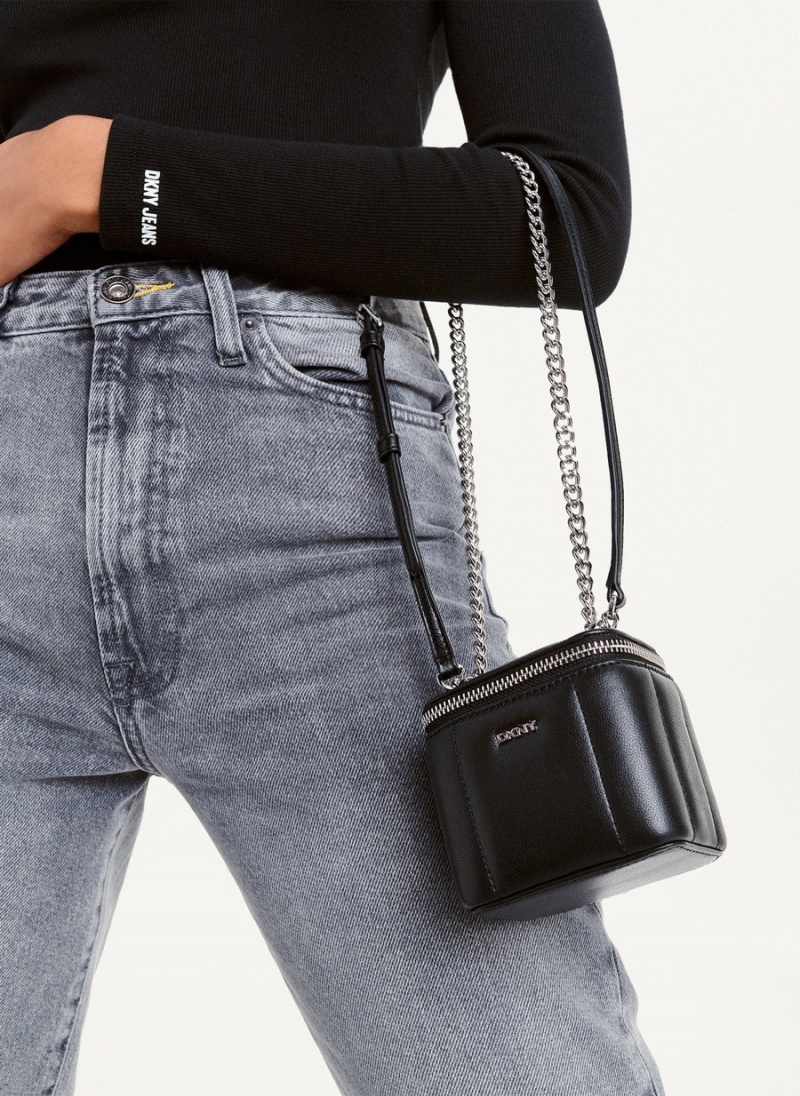 Women's Dkny Sherpa Sina Flap Shoulder Bags Black | K3546334