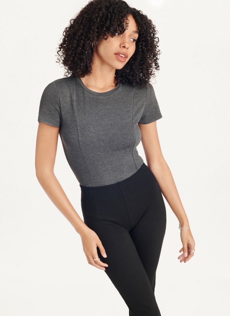 Women's Dkny Short Sleeve Bodysuit Black | L0875427