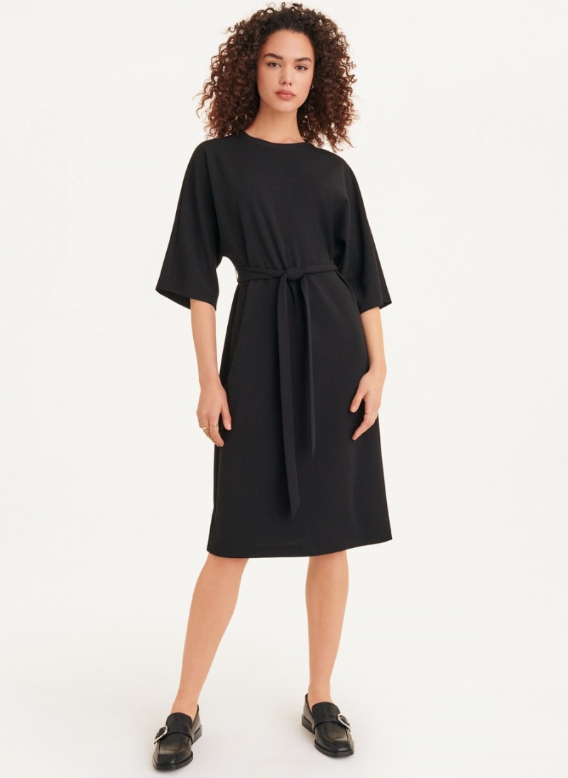 Women's Dkny Short Sleeve Kimono Sleeve Dress Black | P2034182