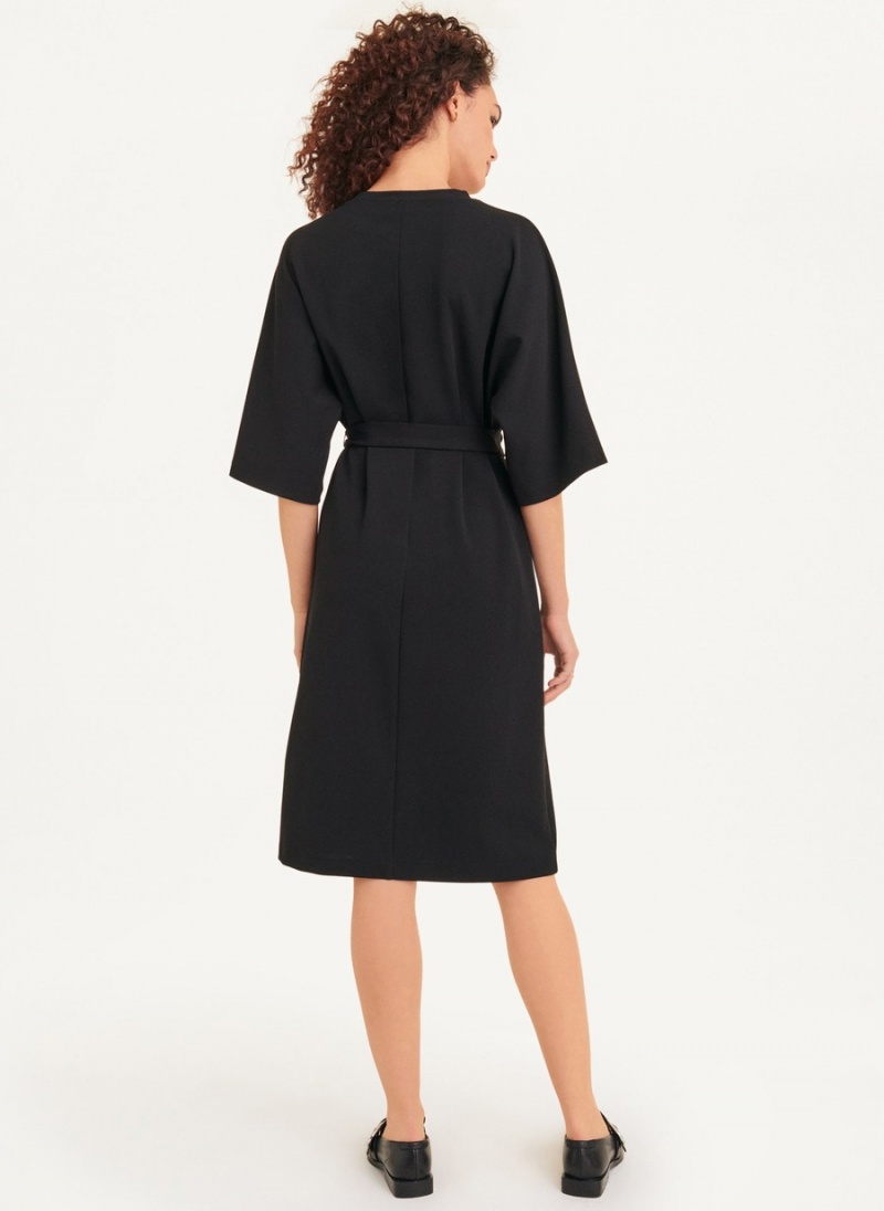 Women's Dkny Short Sleeve Kimono Sleeve Dress Black | P2034182