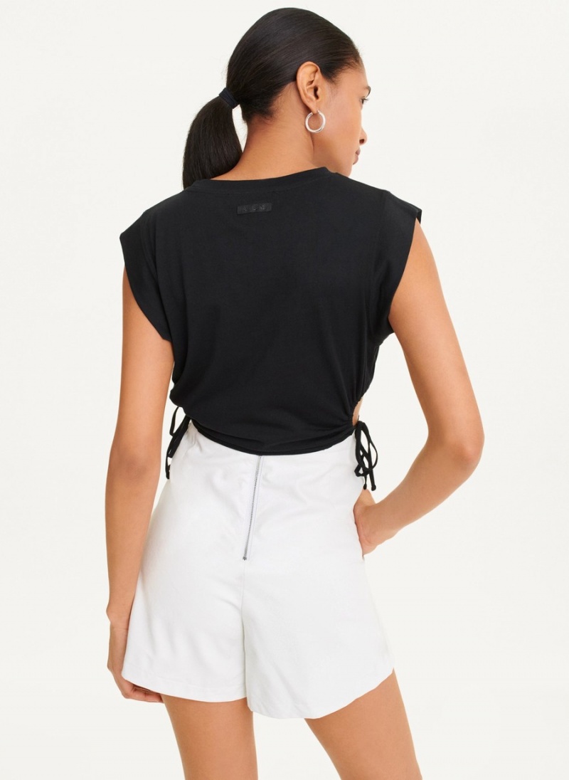 Women's Dkny Short Sleeve Side Cut T Shirts Black | B7819915