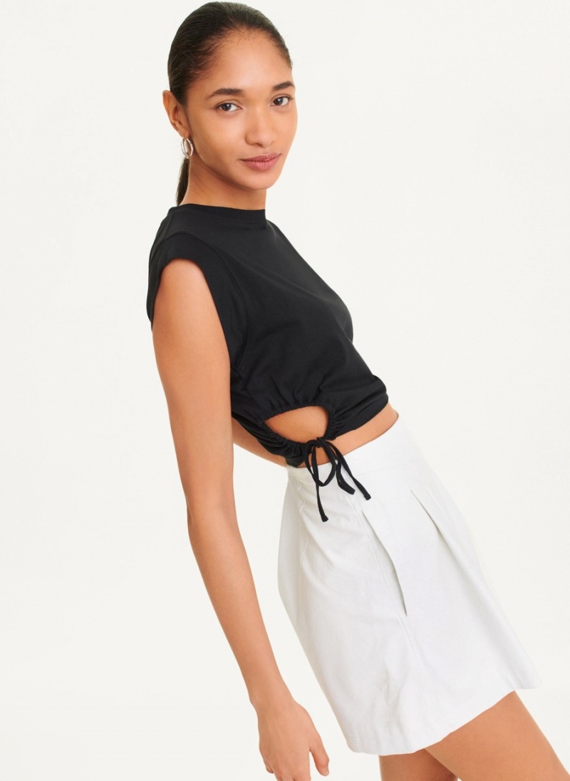 Women's Dkny Short Sleeve Side Cut T Shirts Black | B7819915