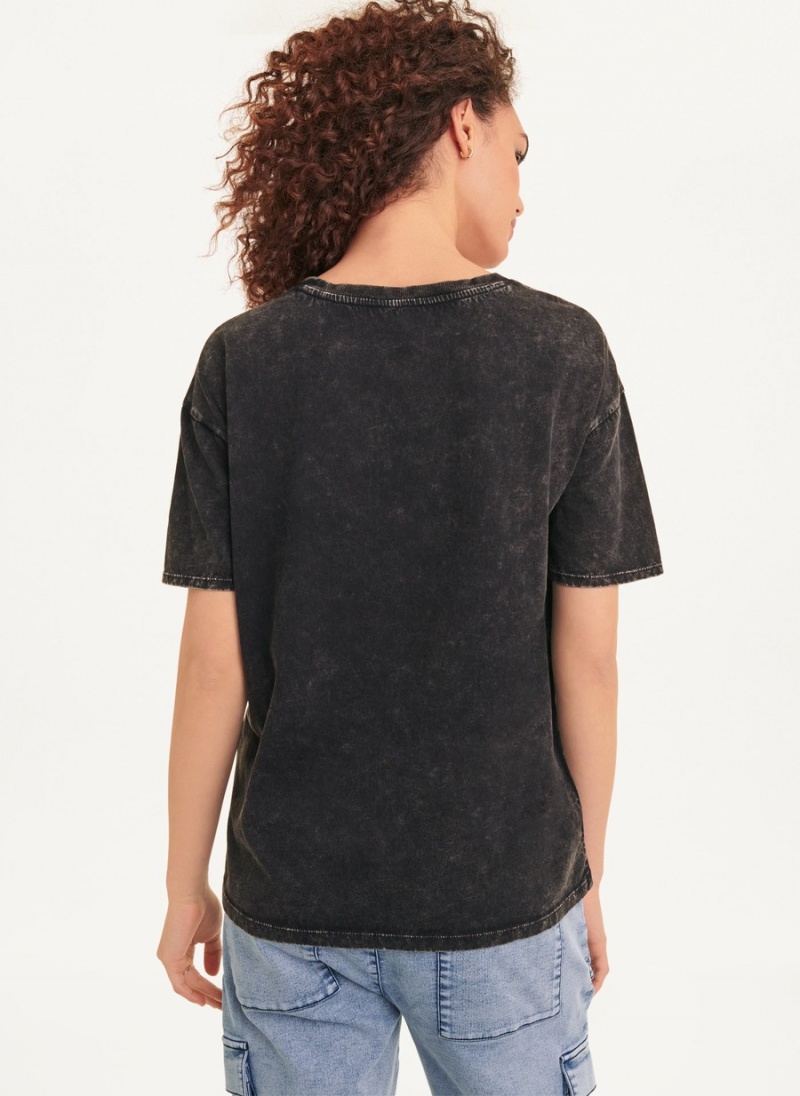 Women's Dkny Short Sleeve Walking Girl T Shirts Black | C6769252