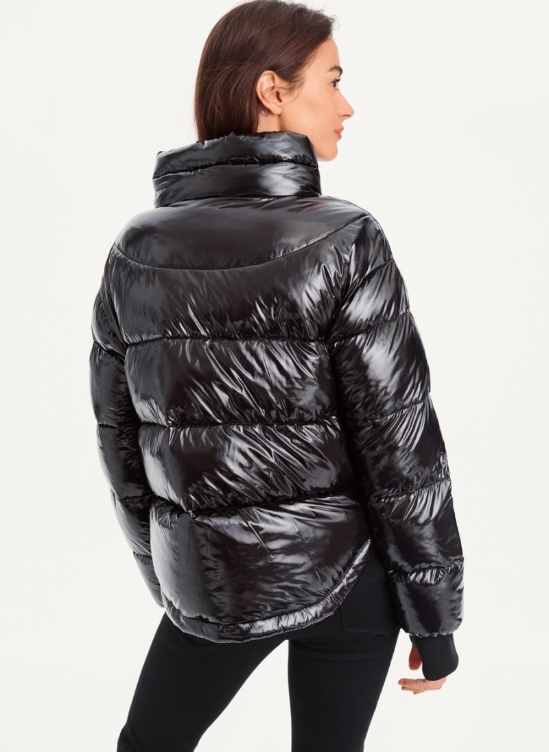 Women's Dkny Short Wet Puffer Jacket Black | E5423775