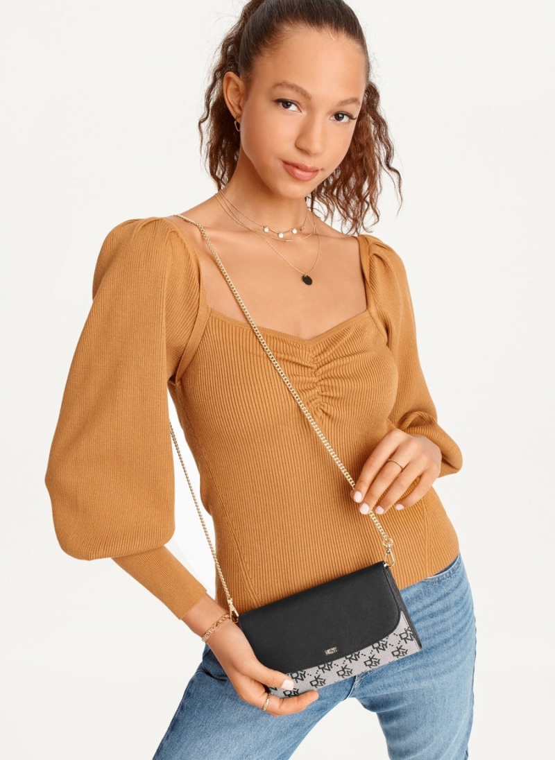 Women's Dkny Sidney Chain Crossbody Bags Black | T8094611