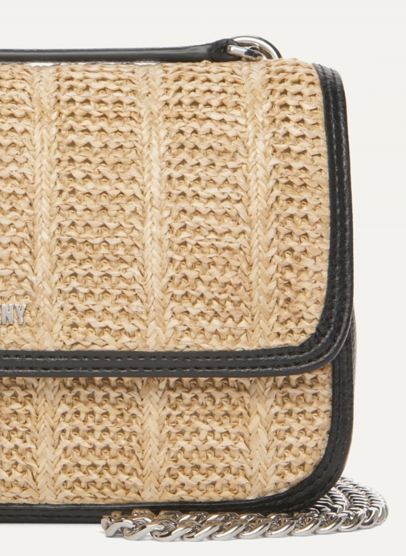Women's Dkny Sina Basketweave Flap Shoulder Bags Brown | H9698812