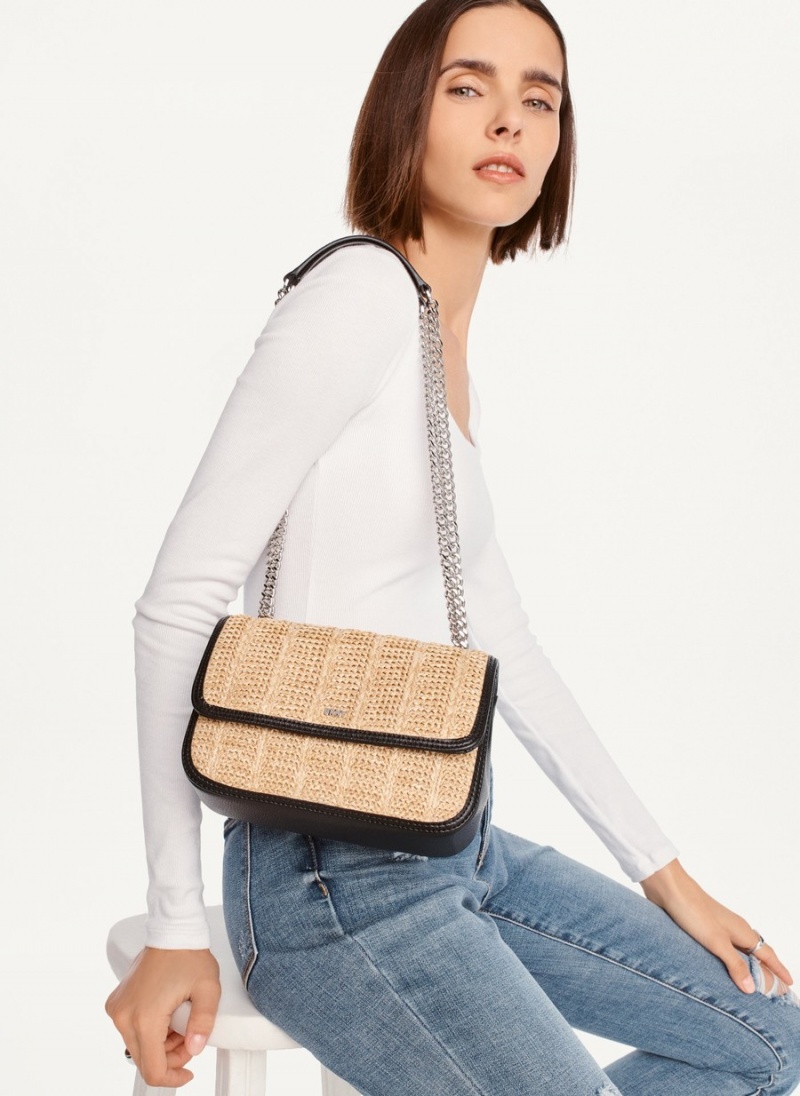 Women's Dkny Sina Basketweave Flap Shoulder Bags Brown | H9698812