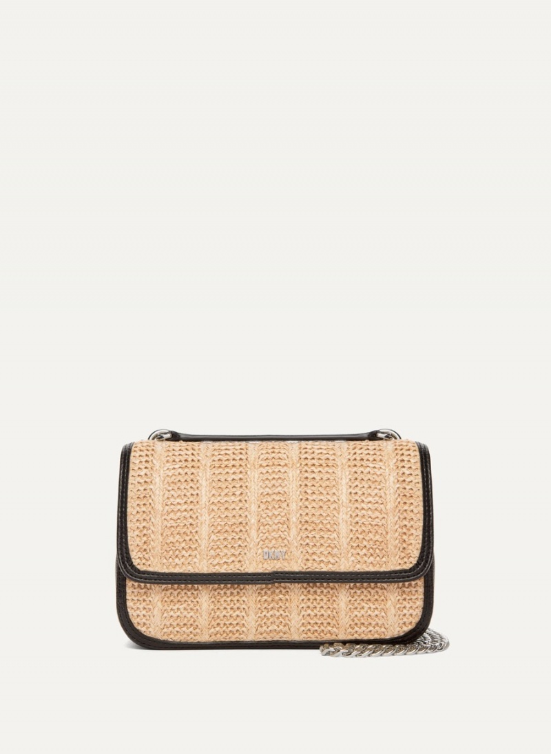 Women\'s Dkny Sina Basketweave Flap Shoulder Bags Brown | H9698812